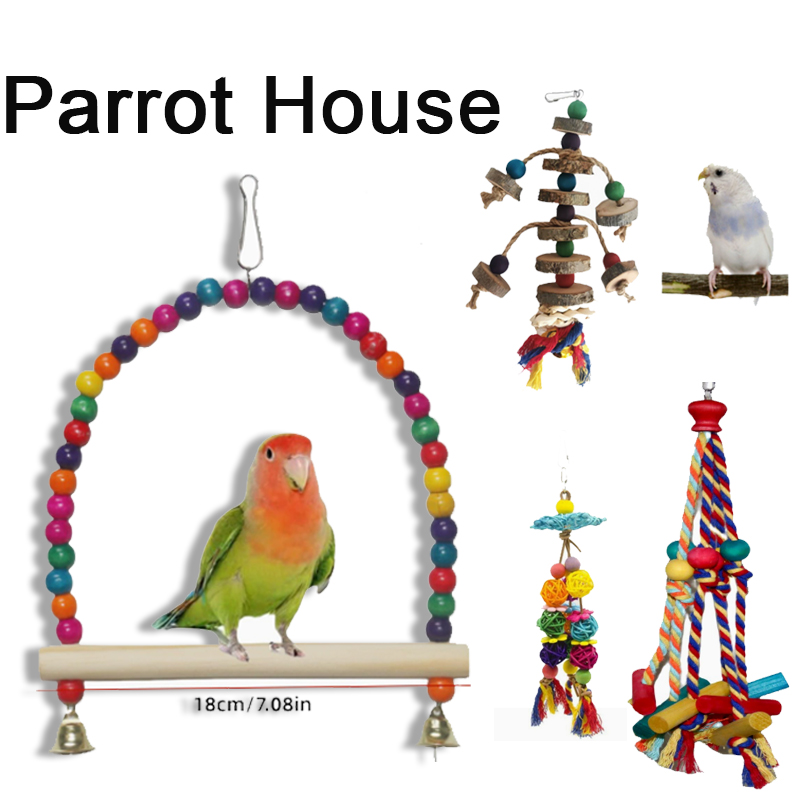 Pet Supplies Plus - Zabawki dla papug, huśtawka, kolorowe drewniane